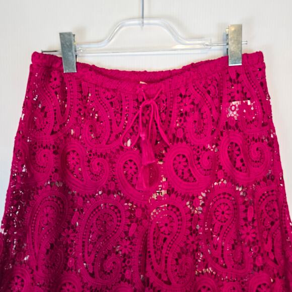 L'Agence Geraldine Paisley Crochet Cover Up Pants Elastic Drawstring Waist S NEW - Picture 4 of 9
